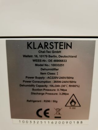 Deshumidificador Klarstein DryBest 10