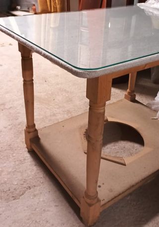 Mesa camilla rectangular con cristal