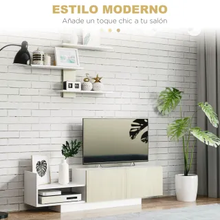 Mueble TV Salón Beige y Blanco