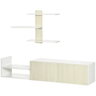 Mueble TV Salón Beige y Blanco