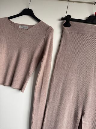 Conjunto punto falda y jersey Topo