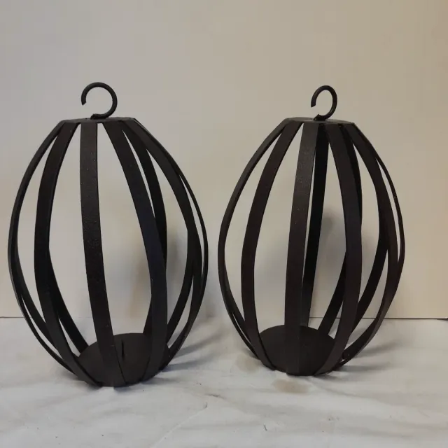 2 Portacandele Sospesi Ferro Battuto