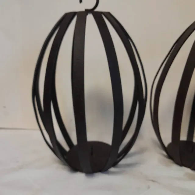 2 Portacandele Sospesi Ferro Battuto