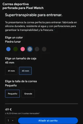 Correa Google Pixel Watch 45mm Moonstone NUEVA