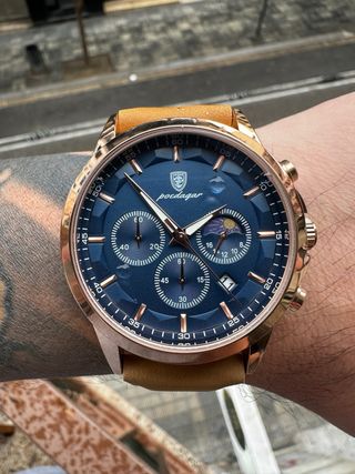 Reloj Poedagar Cronógrafo Azul y Dorado