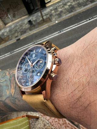 Reloj Poedagar Cronógrafo Azul y Dorado