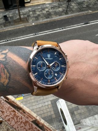 Reloj Poedagar Cronógrafo Azul y Dorado