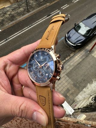 Reloj Poedagar Cronógrafo Azul y Dorado