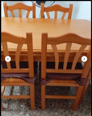 Mesa comedor extensible pino macizo y 6 sillas