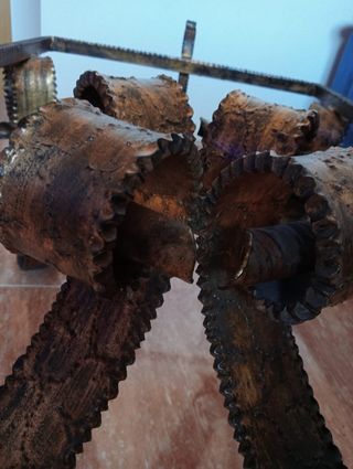 Mesa antigua hierro forjado y madera