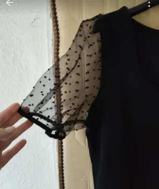 Top negro manga transparente talla L