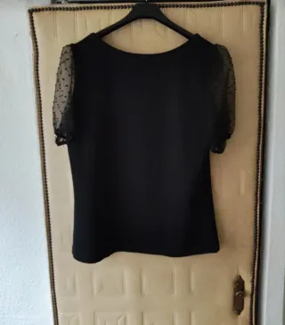 Top negro manga transparente talla L