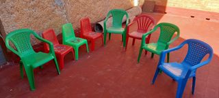 8 Sillas Pequeñas Plástico Resistentes,Apilables