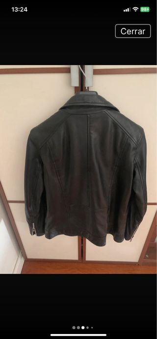 Cazadora biker Piel Mango Negra