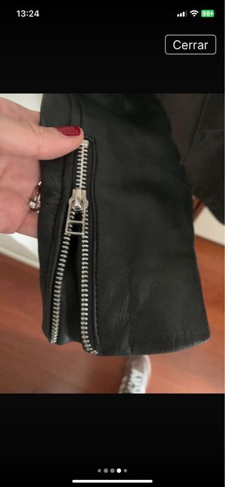 Cazadora biker Piel Mango Negra