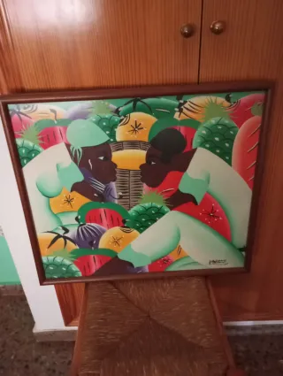 Cuadro abstracto figuras y frutas