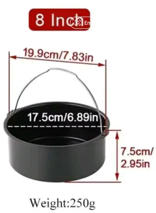 Molde redondo con asa para horno/freidora de aire