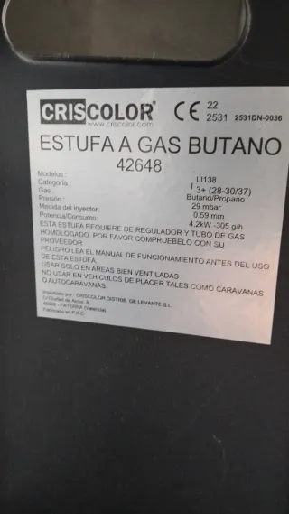 Estufa CRISCOLOR Negra/Gris