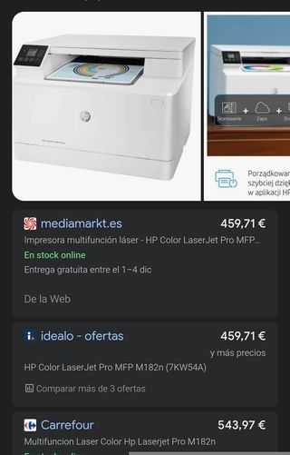 HP Color LaserJet Pro MFP M182n Multifunción Láser Color