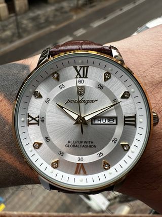 Reloj Poedagar Nuevo Marrón y Dorado