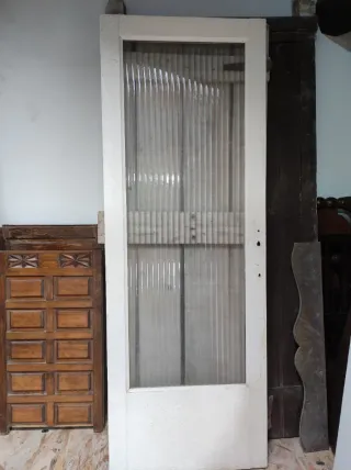 Puerta antigua madera y cristal 72x201