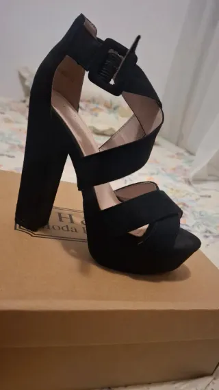 Sandalias de tacón negras