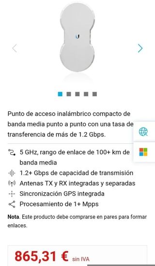 Ubiquiti Networks airfiber 5 2 x 2 MIMO 5 GHz, AF de 5