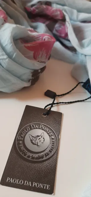 Pashmina seta e cotone azzurro floreale