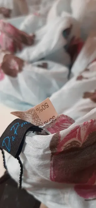 Pashmina seta e cotone azzurro floreale