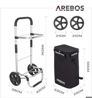 AREBOS Carro Compra 3 en 1 Gris