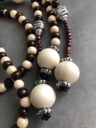 Juzu Buddista Legno Beige e Marrone