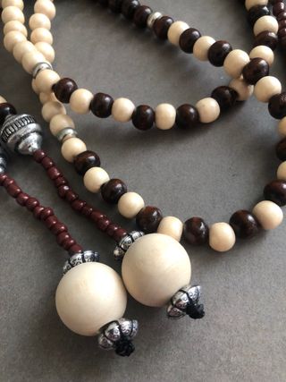 Juzu Buddista Legno Beige e Marrone