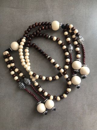 Juzu Buddista Legno Beige e Marrone