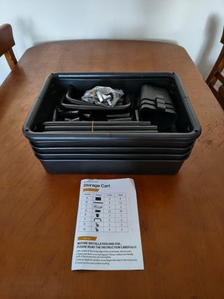 JIUYOTREE Carrito de Almacenamiento de plástico de 4 Niveles con Asas para Colgar adicionales, Ruedas bloqueables para Sala de E