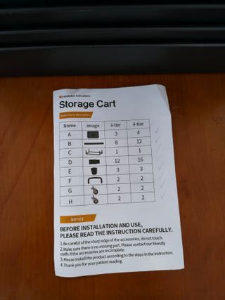 JIUYOTREE Carrito de Almacenamiento de plástico de 4 Niveles con Asas para Colgar adicionales, Ruedas bloqueables para Sala de E