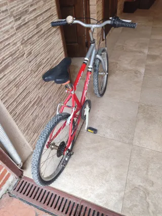Bicicleta infantil roja y plateada