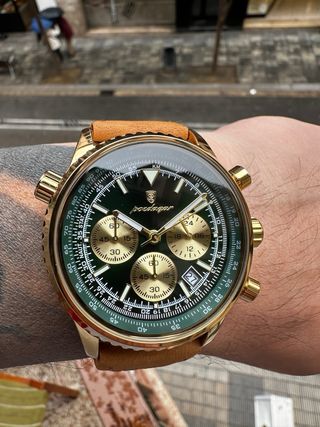 Reloj Poedagar Cronógrafo Dorado y Verde
