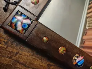 Espejo antiguo madera con esmaltes