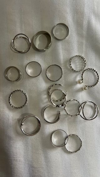 Set 18 Anillos Plateados