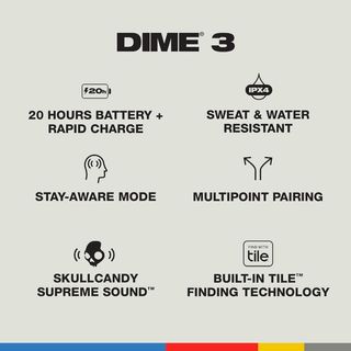 Skullcandy Dime 3 Auriculares In-Ear Inalámbricos,