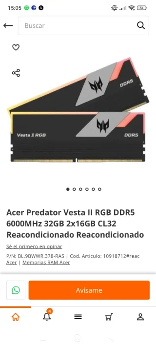 Acer Predator Vesta II RGB DDR5 32GB (2x16GB) Ricondizionato