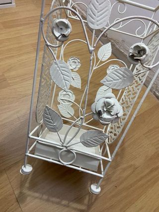 Paragüero de forja blanco