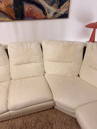 Sofá esquinero piel blanco