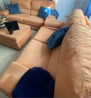 Conjunto Sofás 2 y 3 Plazas Tela Naranja