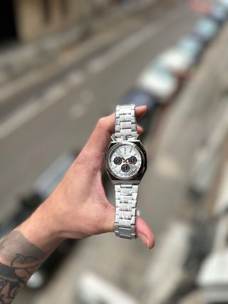 Reloj Poedagar Cronógrafo Plata y Blanco