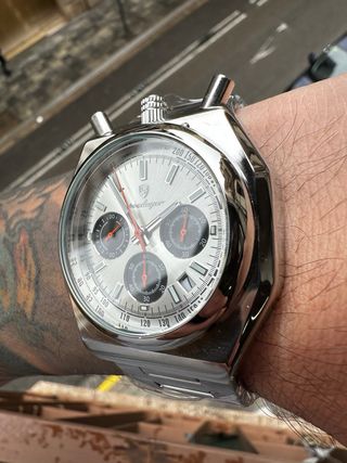 Reloj Poedagar Cronógrafo Plata y Blanco