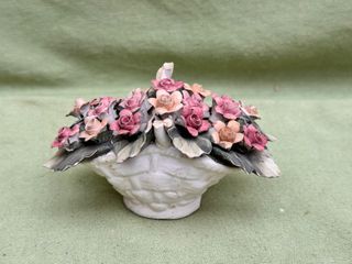 Cesta Porcelana Capodimonte Flores Italia Napoleón