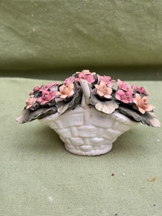 Cesta Porcelana Capodimonte Flores Italia Napoleón