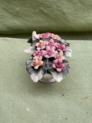 Cesta Porcelana Capodimonte Flores Italia Napoleón