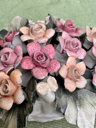 Cesta Porcelana Capodimonte Flores Italia Napoleón